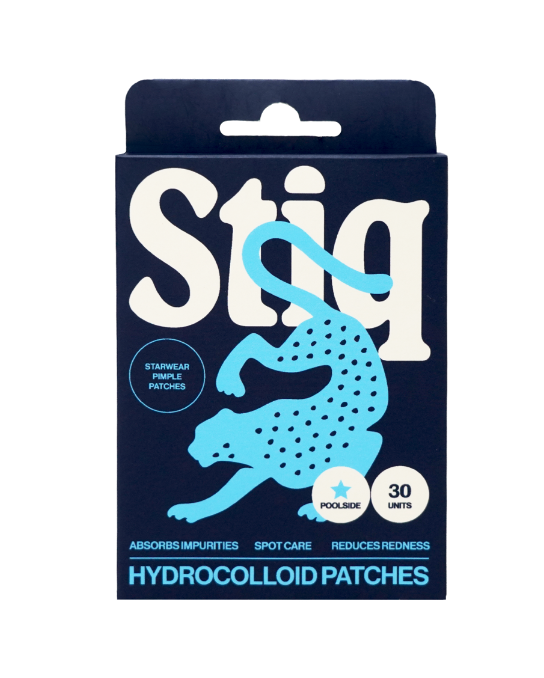 Parches para granos Stiq Patches con tecnología hidrocoloide y forma de estrella azul, 30 parches por envase (poolside)