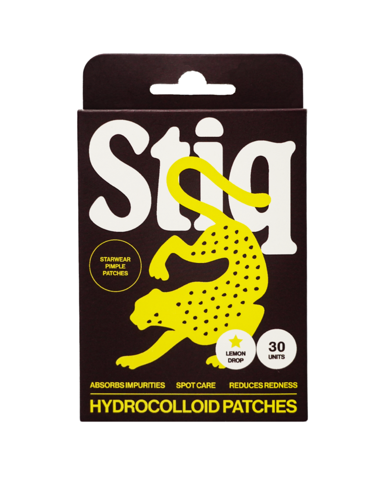 Parches para granos Stiq Patches con tecnología hidrocoloide y forma de estrella amarilla, 30 parches por envase (lemon drop)