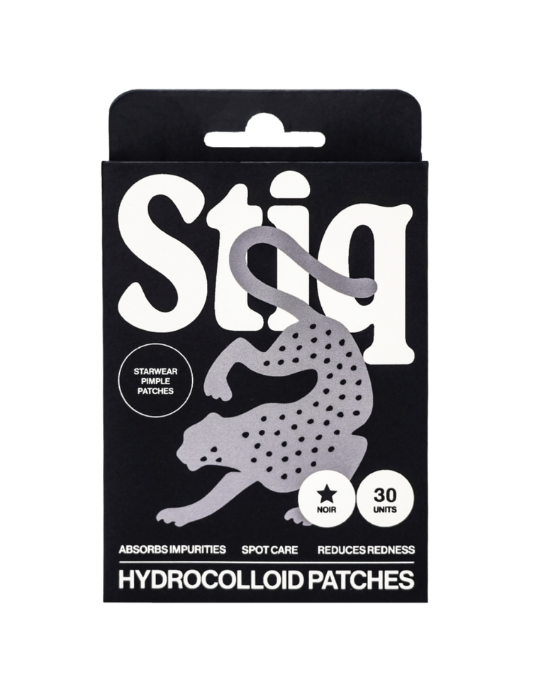 Parches para granos Stiq Patches con tecnología hidrocoloide y forma de estrella negra, 30 parches por envase (noir)